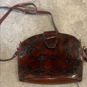 Cowboy horse print leather vintage purse